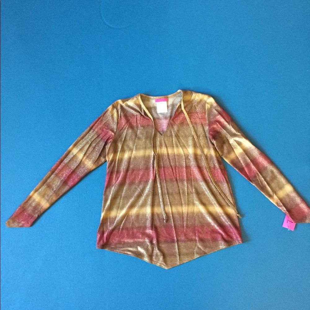 Tummy maternity top glittery S/P gold red brown
